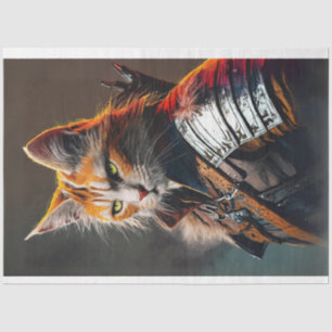 Feline Krieger Katze helle Farben entmutigen Seidenpapier