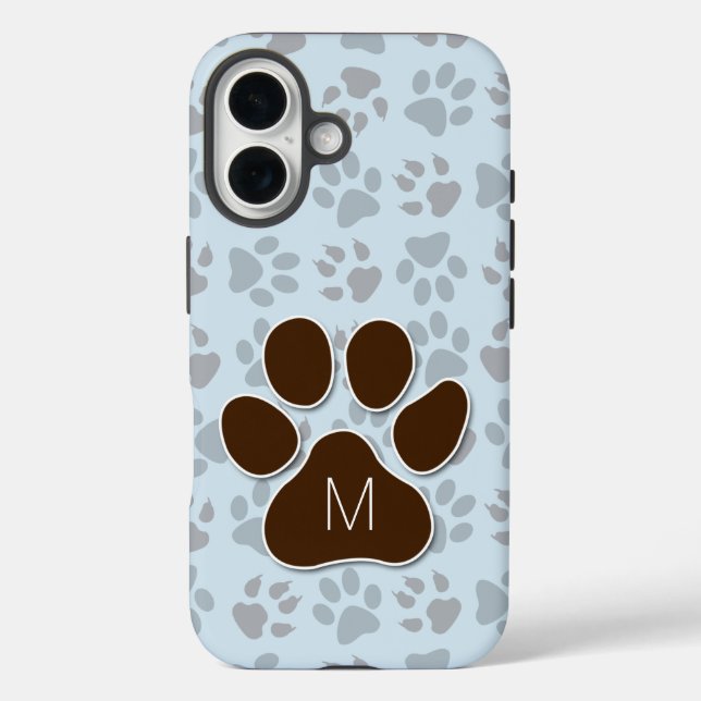 Feline Lover druckt Monogramm mit blauen und braun Case-Mate iPhone Hülle (Rückseite)