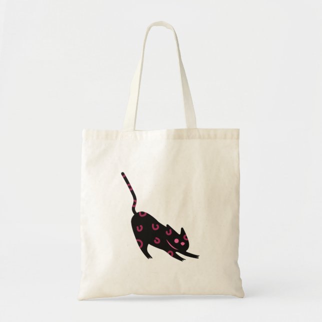 Feline Lucky Tote | Aesthetic Black Cat Bag Tragetasche (Vorne)