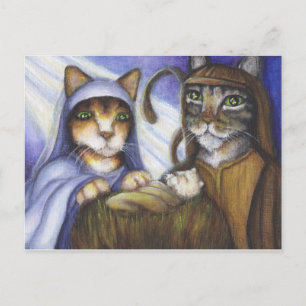 Feline Nativity Cats Weihnachtspostkarte Feiertagspostkarte