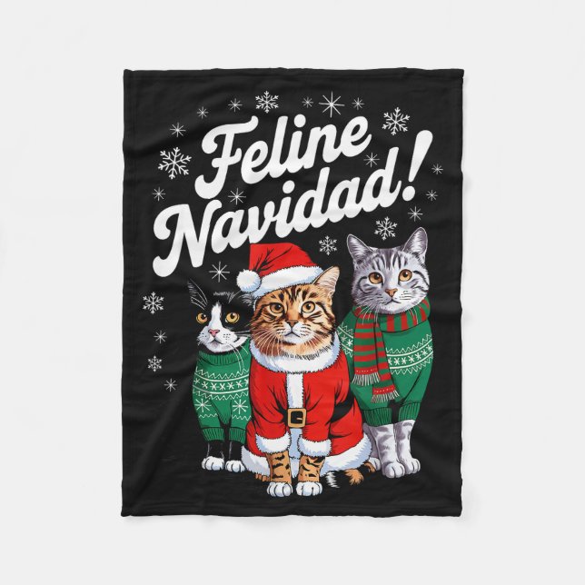 Feline Navidad Funny Cat Christmas Holiday Xmas Sa Fleecedecke (Vorderseite)