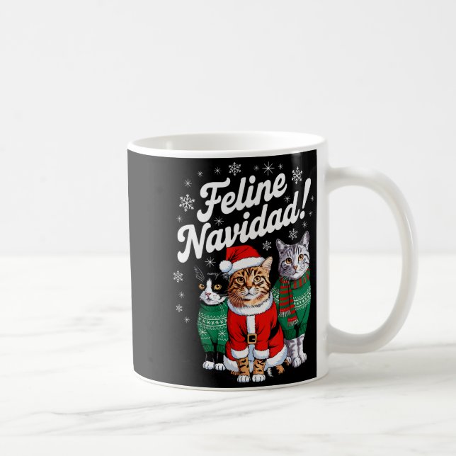 Feline Navidad Funny Cat Christmas Holiday Xmas Sa Kaffeetasse (Rechts)