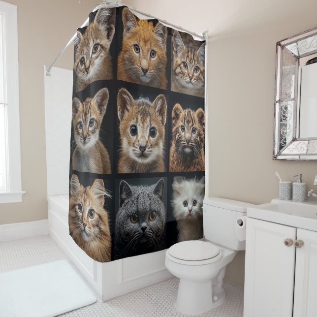 Feline Pets Cat Faces Shower Curtain Duschvorhang (Beispiel)