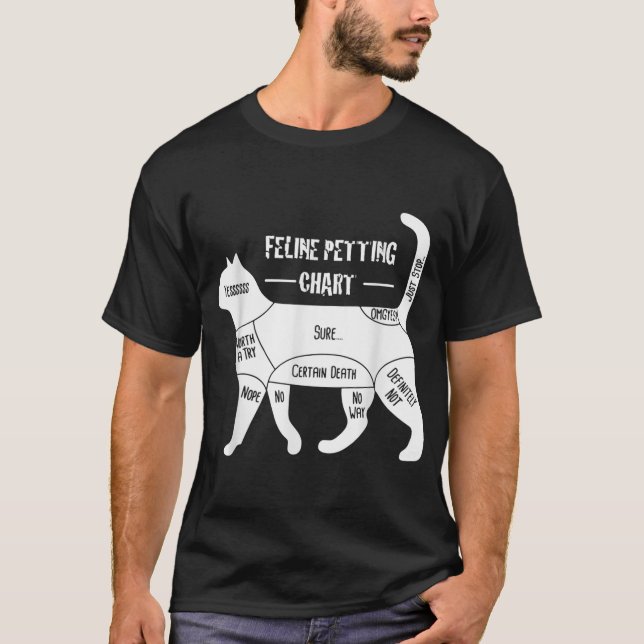 Feline Petting Chart Cat Apparel T-Shirt (Vorderseite)