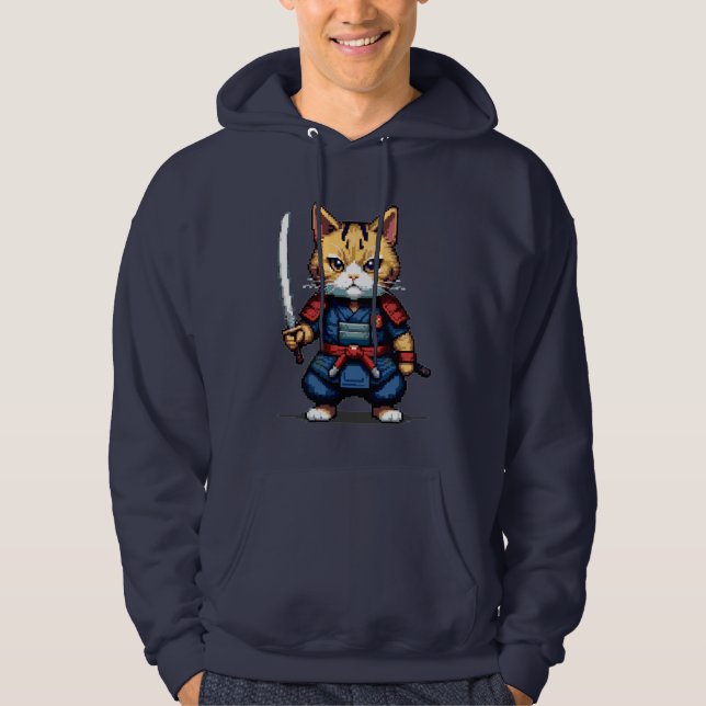 Feline Samurai Warrior Hoodie (Vorderseite)