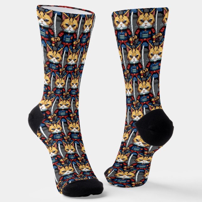 Feline Samurai Warrior Socken (Gewinkelt)