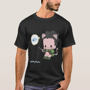Feline Shore Fishing - Winzige Katzenohren Angler T-Shirt