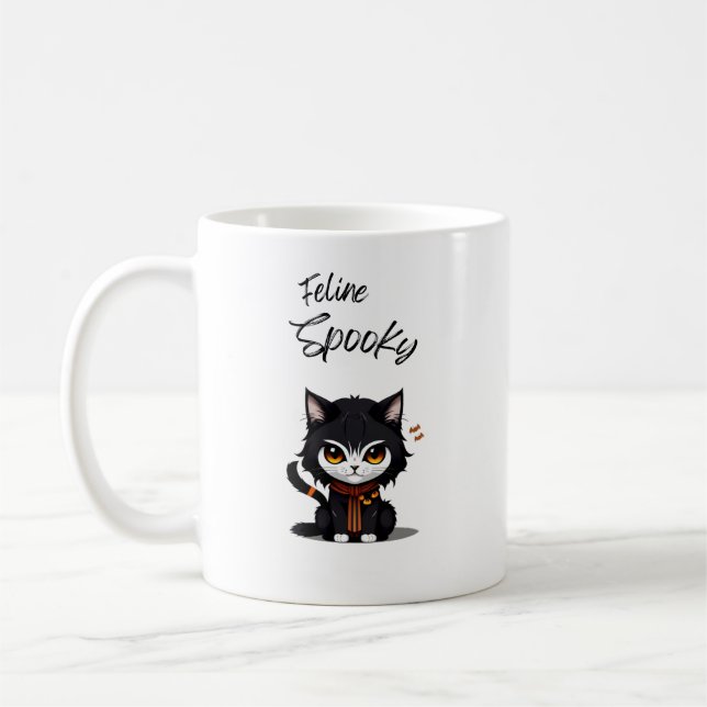 Feline Spooky Halloween Tasse für Katzenliebhaber (Links)