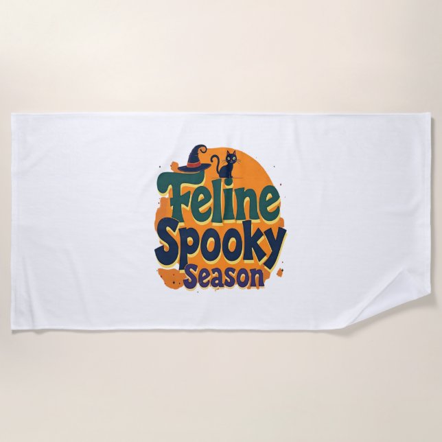 Feline Spooky Season Strandtuch (Vorderseite)