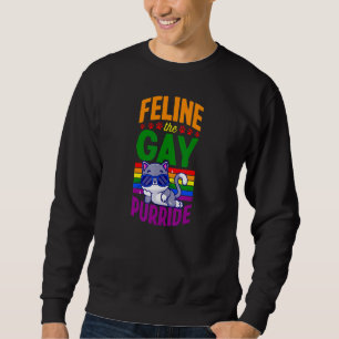 Feline The Gay Purride Gay Cat Lgbtq Que Rainb Sweatshirt