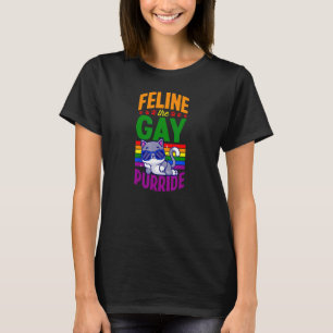 Feline The Gay Purride Gay Cat Lgbtq Que Rainb T-Shirt
