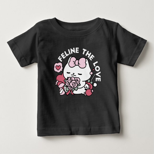 Feline the Liebe - Niedliches Katzen-Design von Va Baby T-shirt (Vorderseite)