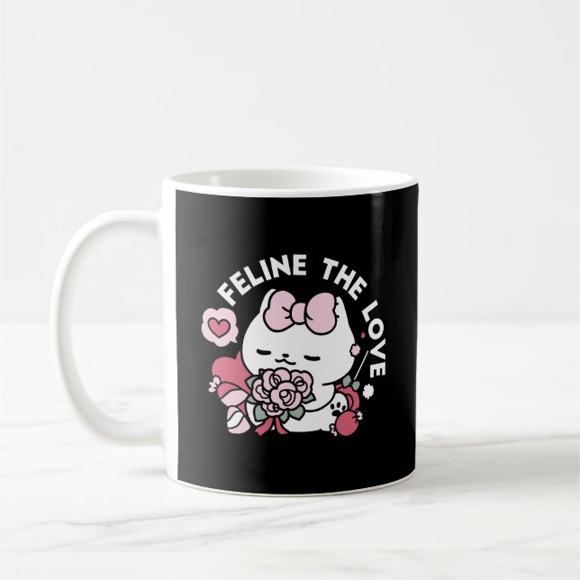 Feline the Liebe - Niedliches Katzen-Design von Va Kaffeetasse (Links)