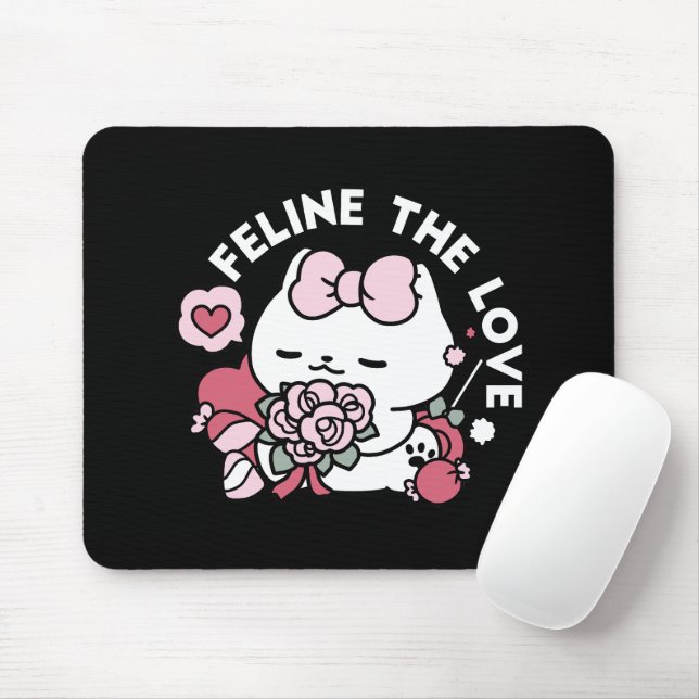 Feline the Liebe - Niedliches Katzen-Design von Va Mousepad (Mit Mouse)