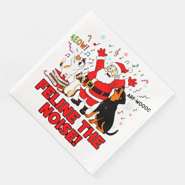 Feline the Noise: Santa’s Musical Mayhem Serviette (Ecke)