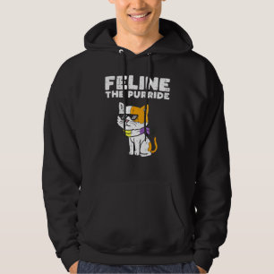 Feline The Purride Cat Lgbtq nicht binäre Flagge G Hoodie