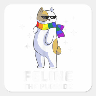 Feline The Purride LGBT Gay Pride Cat Quadratischer Aufkleber