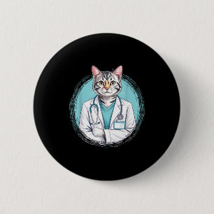 Feline Tierarzt Katzendoktor Stethoskop medizinisc Button