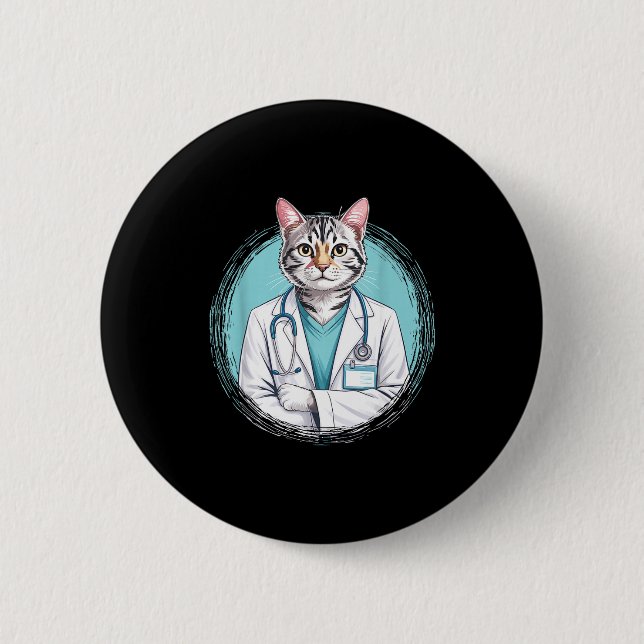 Feline Tierarzt Katzendoktor Stethoskop medizinisc Button (Vorderseite)