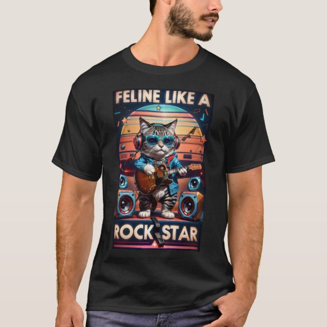 Feline wie ein Rock Star T-Shirt (Vorderseite)