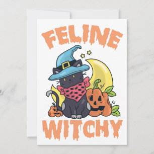 Feline Witchy Funny Spooky Halloween Cat Kitten Einladung