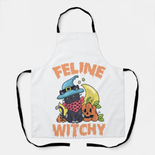 Feline Witchy Funny Spooky Halloween Cat Kitten Schürze