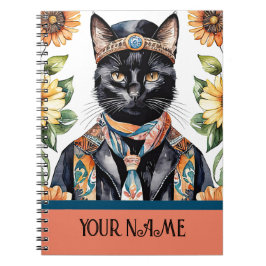 Feline with Scarf Spiral Foto Notebook Notizblock