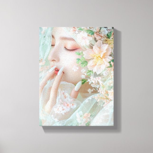 Feline Woman - Stilvolle digitale Kunst Leinwanddruck (Vorderseite)