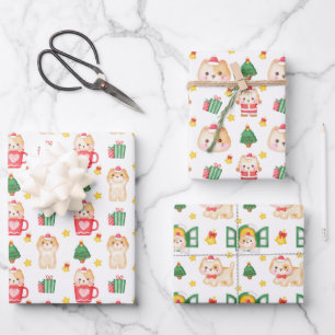 Felines Festivals Cat Themenweihnachtsfest Geschenkpapier Set
