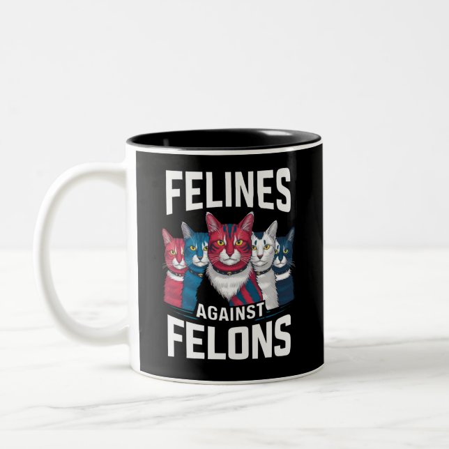 Felines gegen Felsen Zweifarbige Tasse (Links)