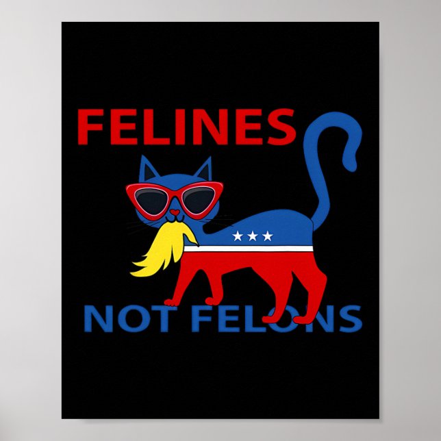 Felines not Felons Funny Kamala Katze Lady mit Tru Poster (Vorne)