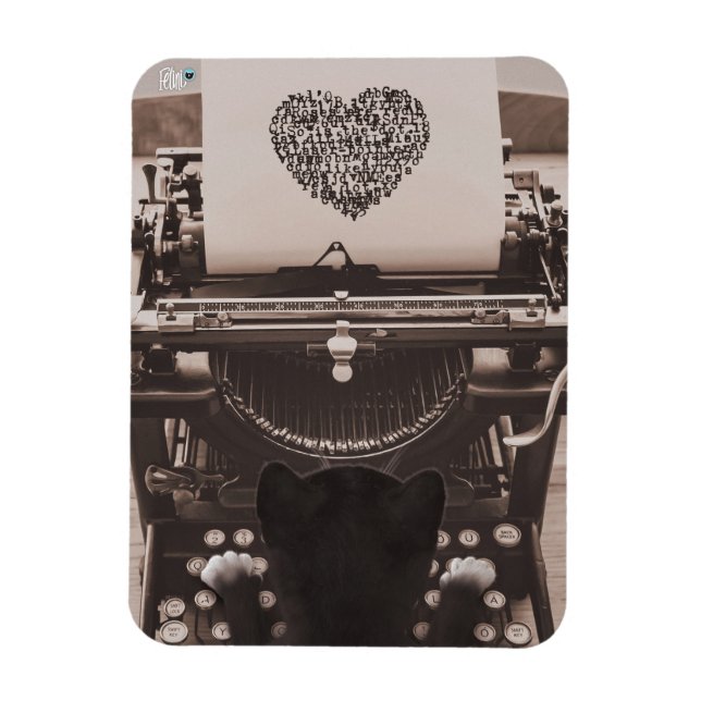 Felini Cat Typing Valentine's Heart - Magnet (Vertikal)