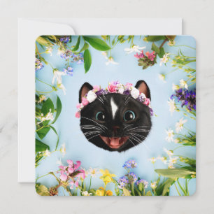 Felini the Cat - Spring Blossom Crown Süsse Feiertagskarte