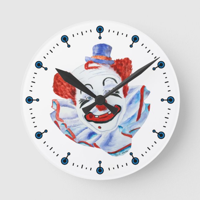 Felix Adler Clown Wall Clock Runde Wanduhr (Vorderseite)