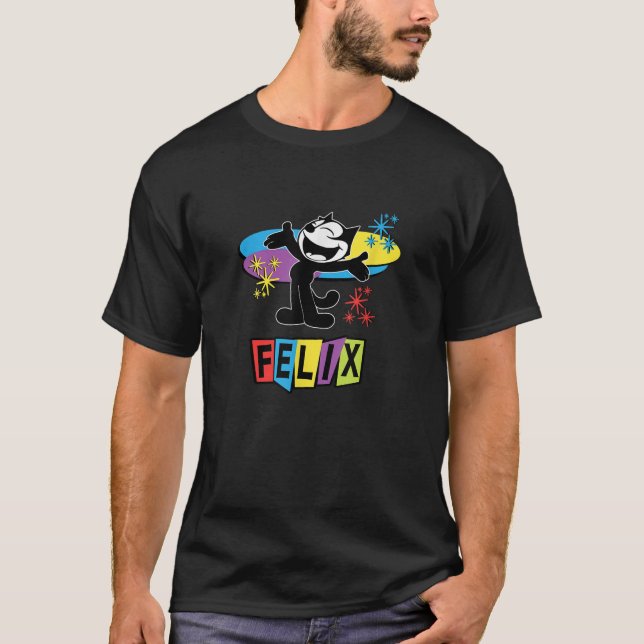 Felix Cat Comic Retro Futurist TV in Joyful Happy T-Shirt (Vorderseite)