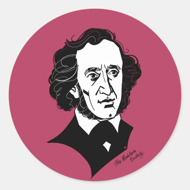 Felix Mendelssohn Bartholdy Runder Aufkleber (Vorderseite)