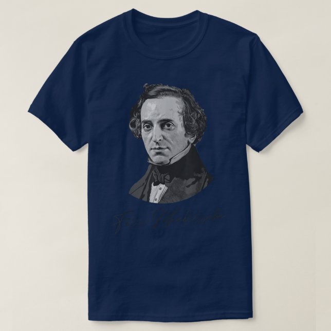 Felix Mendelssohn Portrait, Klassiker des Musikkom T-Shirt (Design vorne)