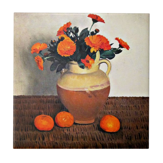 Felix Vallotton art, Marigolds und Mandarinen Fliese (Vorderseite)