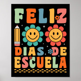 Feliz 100 Dias De Escuela Groovy 100 Tage Spanisch Poster