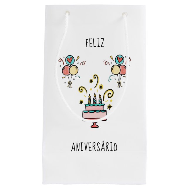 Feliz Aniversário | Happy Birthday Kleine Geschenktüte (Vorderseite)