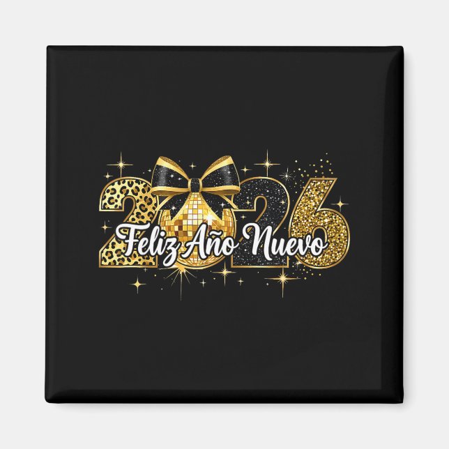 Feliz Año Nuevo 2026 Disco Ball Happy New Year  Magnet (Vorne)