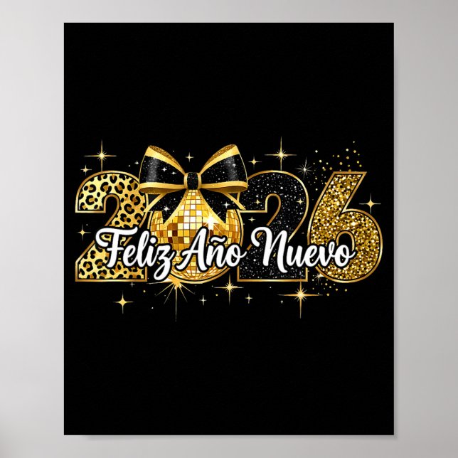 Feliz Año Nuevo 2026 Disco Ball Happy New Year  Poster (Vorne)