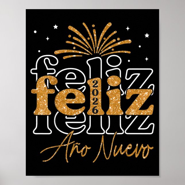 Feliz Año Nuevo 2026 Spanish New Years Eve Party  Poster (Vorne)