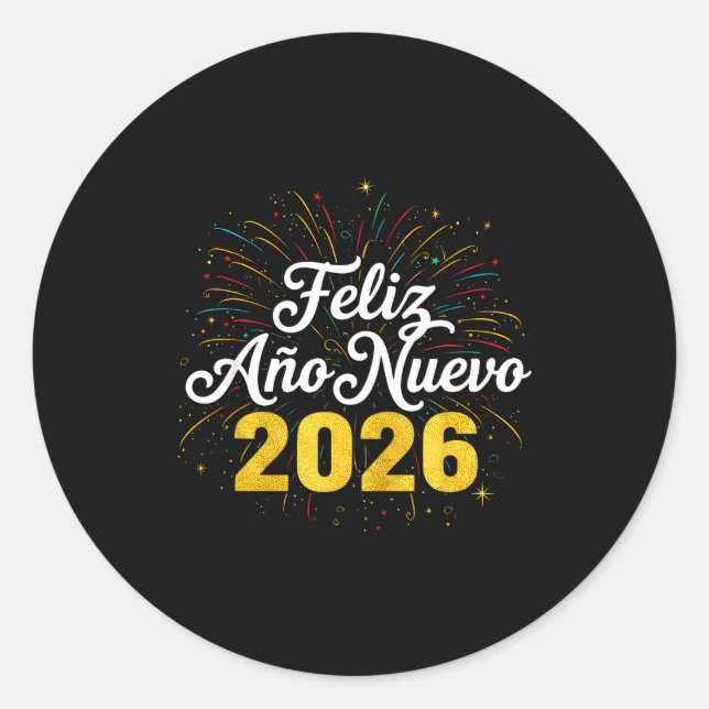 Feliz Año Nuevo 2026 Spanish New Years Eve Party  Runder Aufkleber (Vorderseite)
