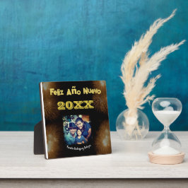 Feliz Año Nuevo Elegantes Calligrafy Script-Foto Fotoplatte