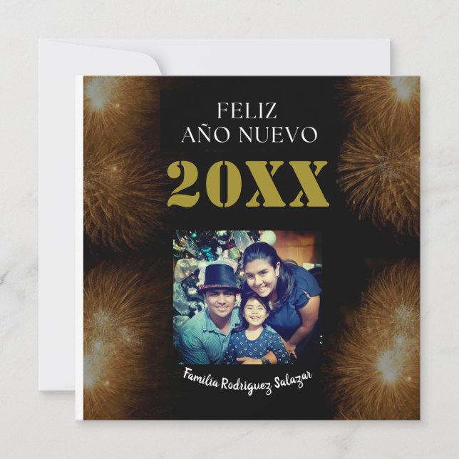 Feliz Año Nuevo Elegantes Calligrafy Script-Foto Karte (Vorderseite)
