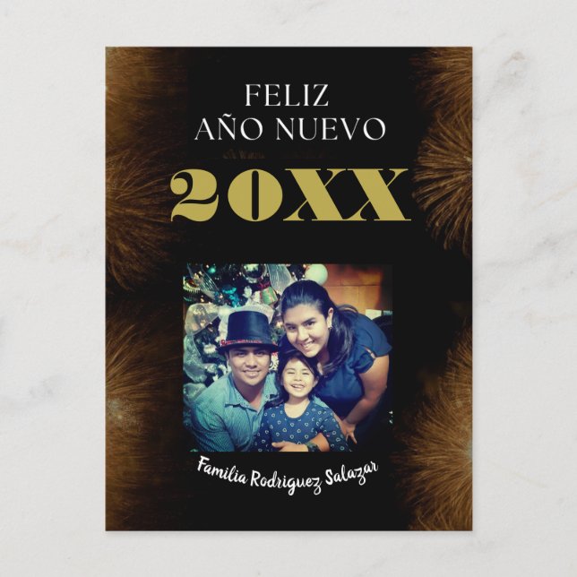 Feliz Año Nuevo Elegantes Calligrafy Script-Foto Postkarte (Vorderseite)