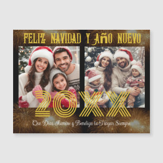 Feliz Año Nuevo Modern Calligraphy Script Foto Magnetkarte