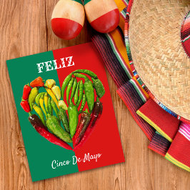 Feliz Cinco de Mayo Chili Paprikaschoten Herz Postkarte