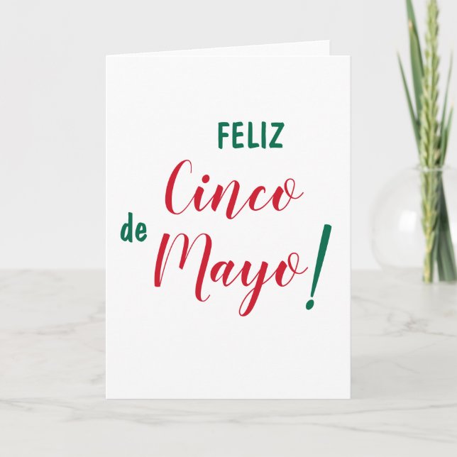 Feliz Cinco de Mayo Green White Script Brush Karte (Vorderseite)